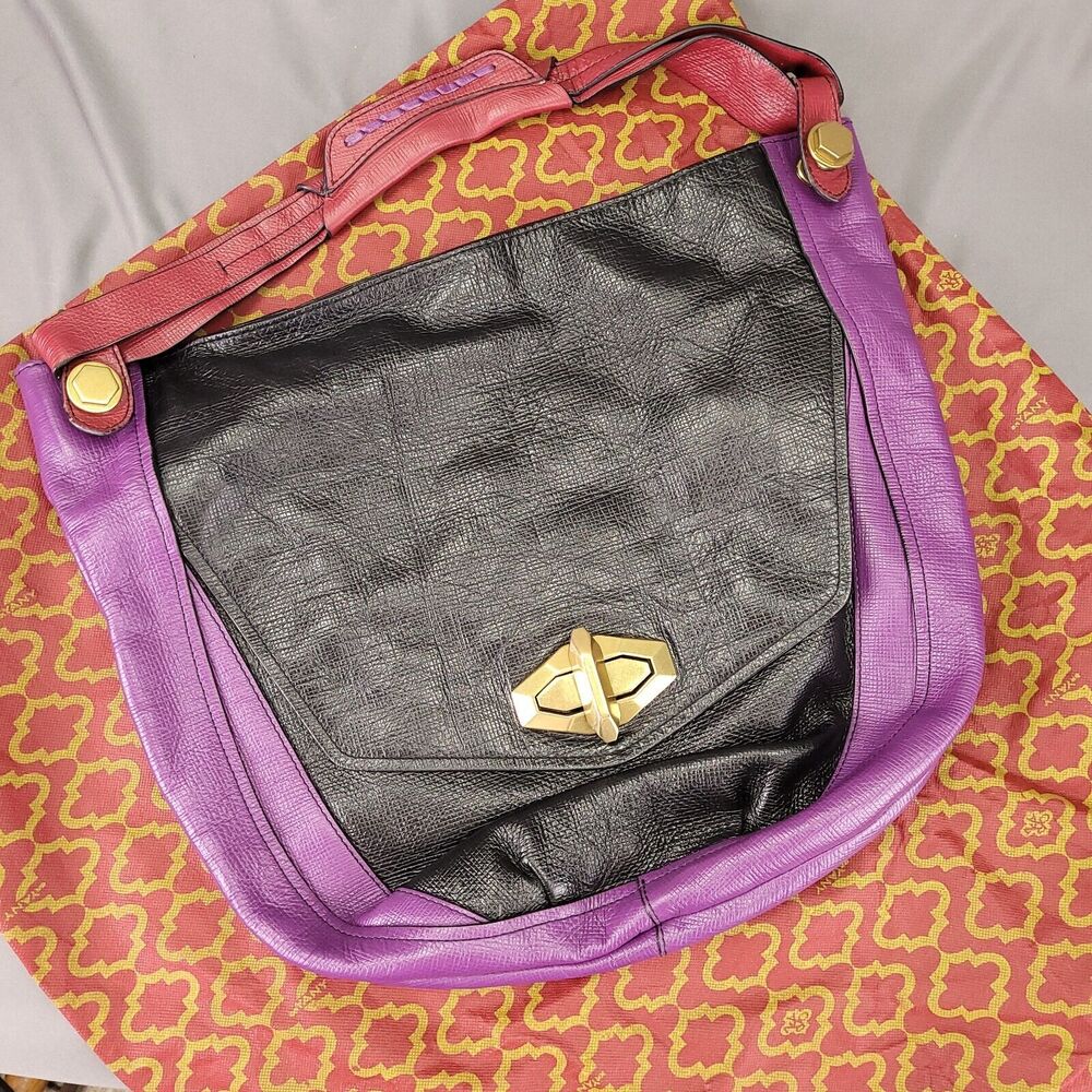 Leather Patchwork Tote Purse Double Handle Should… - image 2